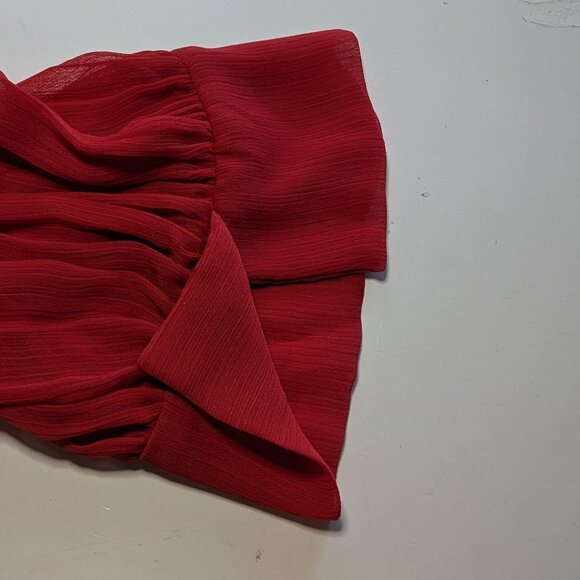 ZARA Basic NWT PLEATED BLOUSE Sz L lined mini ruffles 3/4 SLVES FORMAL ROMANCE - Picture 8 of 15